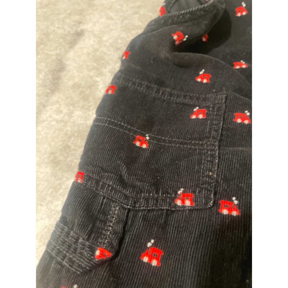 Vintage OshKosh Bgosh Overalls Kids 4T Black Corduroy Train Embroidered  Bibs